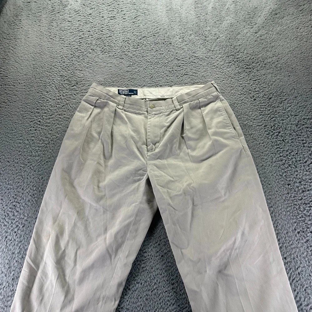 Polo by Ralph Lauren Pant Mens 34x29‎ Beige Cotton Kahkis Straight Leg Workwear